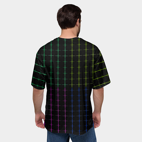 Мужская футболка оверсайз Color black multicolored stripes / 3D-принт – фото 4