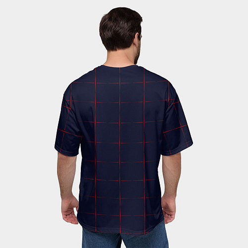 Мужская футболка оверсайз Color dark blue red crosses / 3D-принт – фото 4