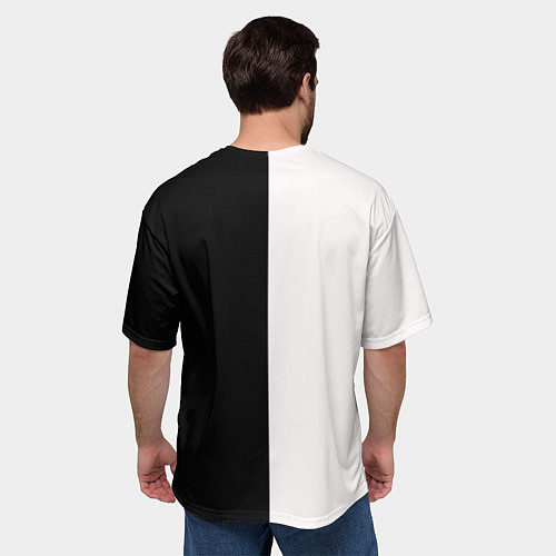 Мужская футболка оверсайз Солнце черно-белое / 3D-принт – фото 4