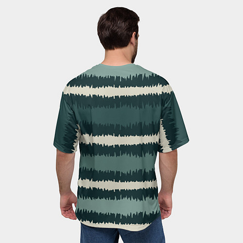 Мужская футболка оверсайз Полосы зигзагообразные зеленые / 3D-принт – фото 4