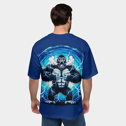 Мужская футболка оверсайз Горилла показывает свою силу / 3D-принт – фото 4