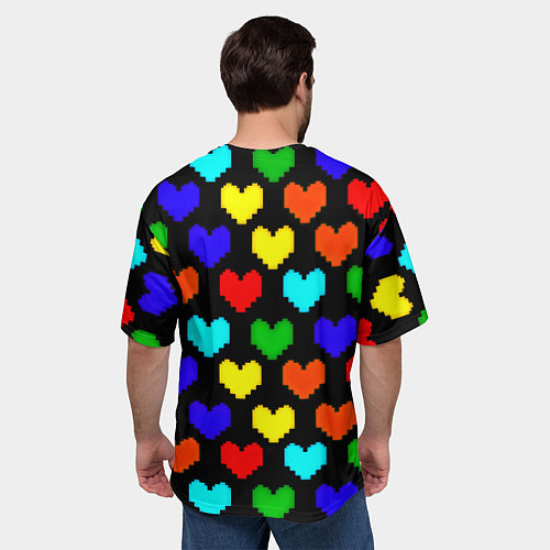 Мужская футболка оверсайз Doom love pixel pattern / 3D-принт – фото 4