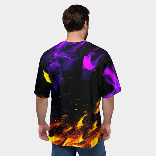 Мужская футболка оверсайз Doom огненный стиль / 3D-принт – фото 4