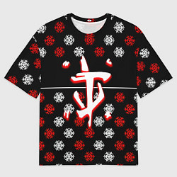 Мужская футболка оверсайз Doom winter pattern steel