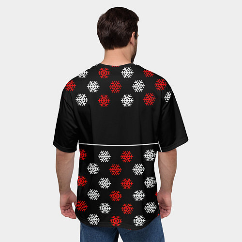 Мужская футболка оверсайз Doom winter pattern steel / 3D-принт – фото 4