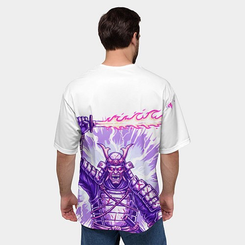 Мужская футболка оверсайз Нападение самурая / 3D-принт – фото 4
