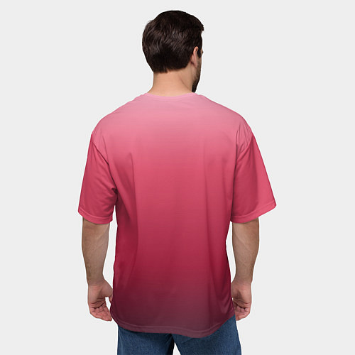 Мужская футболка оверсайз Градиент гранатовый / 3D-принт – фото 4