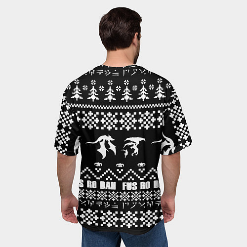 Мужская футболка оверсайз Doom x elders scrolls pattern / 3D-принт – фото 4