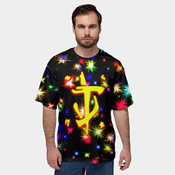 Футболка оверсайз мужская Doom новогодние искры, цвет: 3D-принт — фото 2