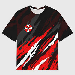 Футболка оверсайз мужская Umbrella - красное пламя, цвет: 3D-принт