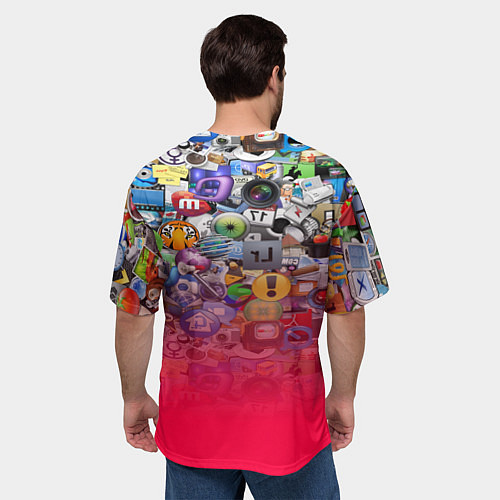Мужская футболка оверсайз Monster energy social stiker / 3D-принт – фото 4