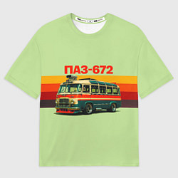Футболка оверсайз мужская Ретро автобус ПАЗ-672 поп-арт, цвет: 3D-принт