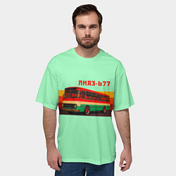 Футболка оверсайз мужская Ретро автобус ЛиАЗ 677, цвет: 3D-принт — фото 2