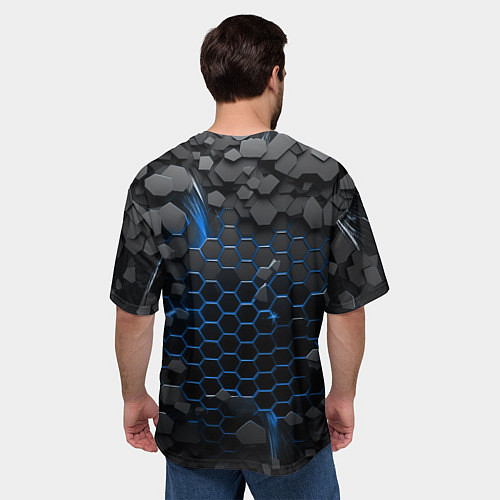 Мужская футболка оверсайз Саня держит удар - щит / 3D-принт – фото 4