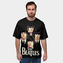 Футболка оверсайз мужская The Beatles faces, цвет: 3D-принт — фото 2