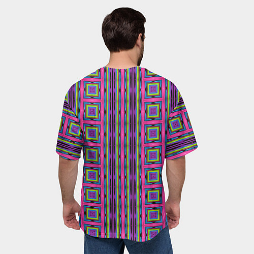 Мужская футболка оверсайз Геометрические яркие полосы / 3D-принт – фото 4