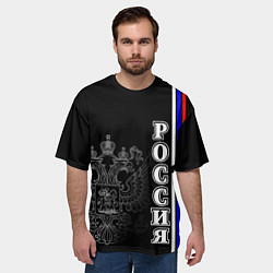 Футболка оверсайз мужская Герб России и флаг на груди, цвет: 3D-принт — фото 2