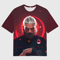 Футболка оверсайз мужская Ведьмак красные искры, цвет: 3D-принт