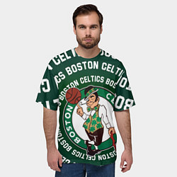 Футболка оверсайз мужская Бостон Селтикс логотип и надписи, цвет: 3D-принт — фото 2
