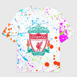 Футболка оверсайз мужская Ливерпуль неоновые брызги красок, цвет: 3D-принт
