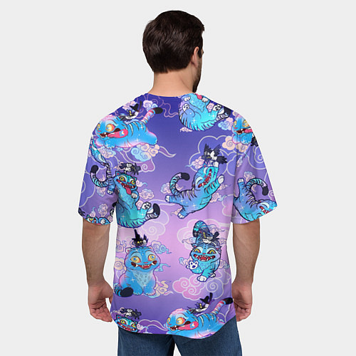 Мужская футболка оверсайз Тигр с сорокой / 3D-принт – фото 4