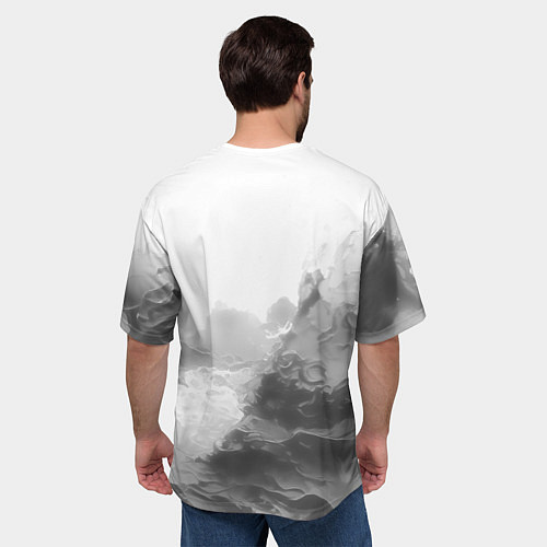 Мужская футболка оверсайз Geely на сером абстрактном фоне / 3D-принт – фото 4