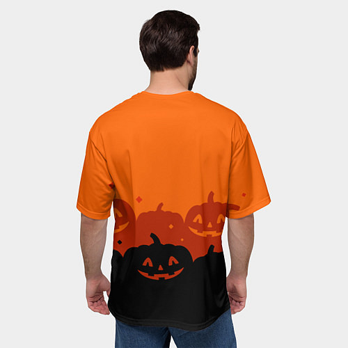 Мужская футболка оверсайз Хэллоуин счастливые тыквы / 3D-принт – фото 4