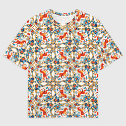 Мужская футболка оверсайз Орнамент с лошадью - символом Нового 2026 года