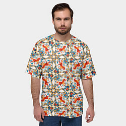 Футболка оверсайз мужская Орнамент с лошадью - символом Нового 2026 года, цвет: 3D-принт — фото 2