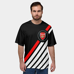 Футболка оверсайз мужская Арсенал геометрия полосы, цвет: 3D-принт — фото 2