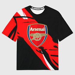 Футболка оверсайз мужская Арсенал геометрия полосы краски, цвет: 3D-принт