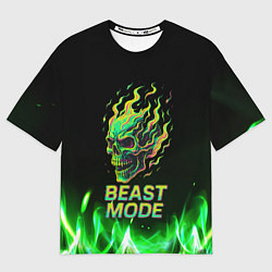 Футболка оверсайз мужская Режим зверя огненный череп, цвет: 3D-принт