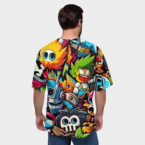 Мужская футболка оверсайз Дональд Трамп в компании мультяшных персонажей / 3D-принт – фото 4
