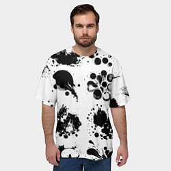 Футболка оверсайз мужская Чёрно-белые кляксы - абстракция, цвет: 3D-принт — фото 2