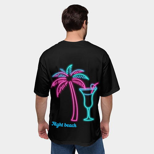 Мужская футболка оверсайз Night beach / 3D-принт – фото 4