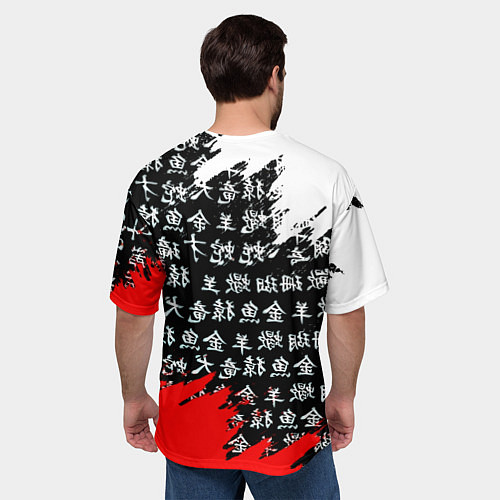 Мужская футболка оверсайз Ливерпуль китайские символы краски / 3D-принт – фото 4