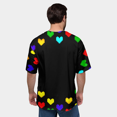 Мужская футболка оверсайз Ливерпуль пиксельные сердца / 3D-принт – фото 4