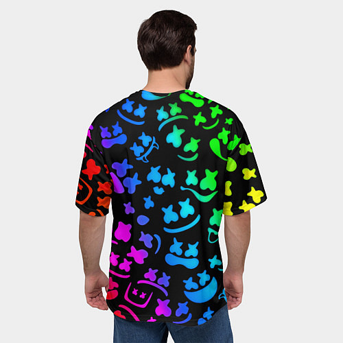 Мужская футболка оверсайз Барселона x Маршмэллоу неоновый градиент / 3D-принт – фото 4