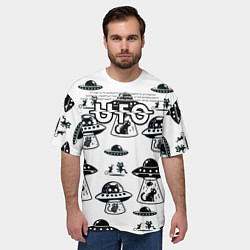 Футболка оверсайз мужская UFO и котики, цвет: 3D-принт — фото 2