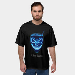 Футболка оверсайз мужская Neon skull cocktail, цвет: 3D-принт — фото 2