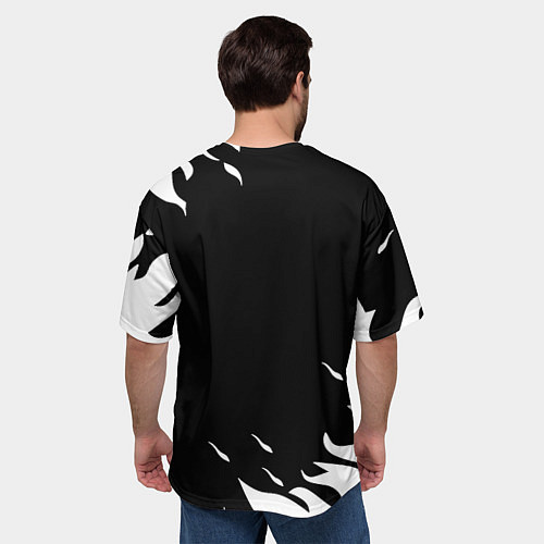 Мужская футболка оверсайз Реал Мадрид белый огонь / 3D-принт – фото 4