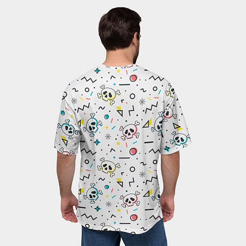 Мужская футболка оверсайз Паттерн с черепами и геометрическими фигурами на Х / 3D-принт – фото 4