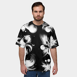 Футболка оверсайз мужская Чёрно-белый абстрактный паттерн, цвет: 3D-принт — фото 2