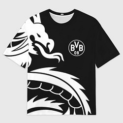 Футболка оверсайз мужская Borussia дракон белый, цвет: 3D-принт