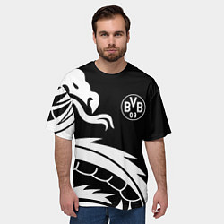 Футболка оверсайз мужская Borussia дракон белый, цвет: 3D-принт — фото 2