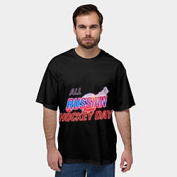 Футболка оверсайз мужская Всероссийский день хоккея, цвет: 3D-принт — фото 2