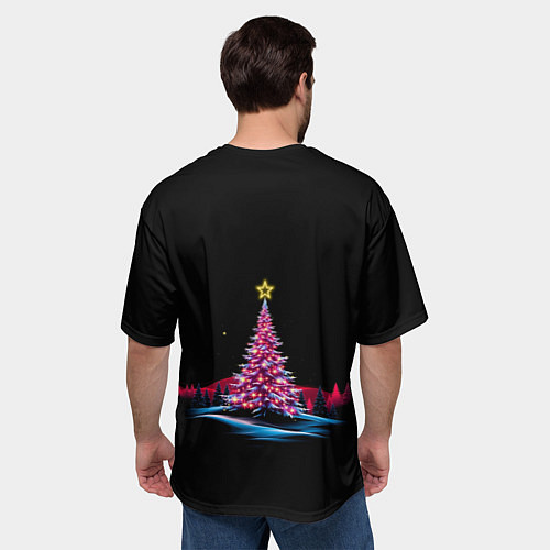 Мужская футболка оверсайз New year eve in the forest / 3D-принт – фото 4