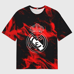 Футболка оверсайз мужская Real Madrid красный огонь, цвет: 3D-принт