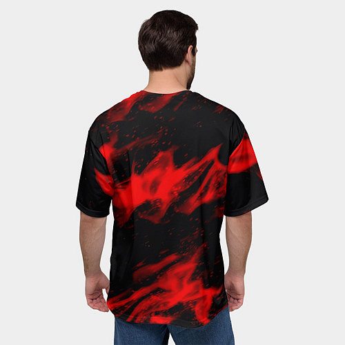 Мужская футболка оверсайз Real Madrid красный огонь / 3D-принт – фото 4
