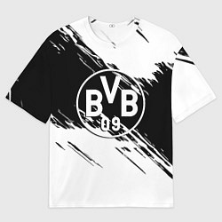 Футболка оверсайз мужская Borussia черно белые полосы, цвет: 3D-принт